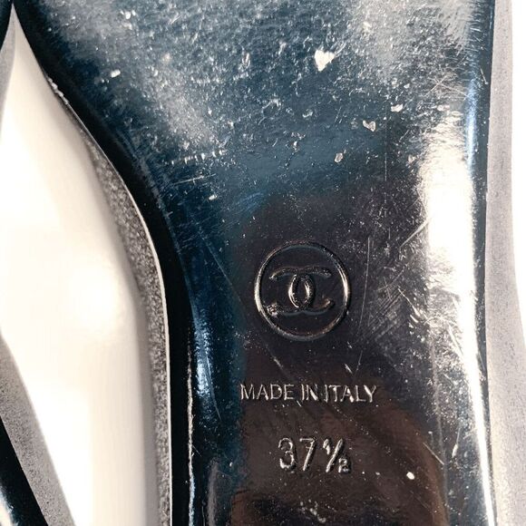 Chanel Interlocking CC Logo Black Cap Toe Ballet Flats EU 37.5 US 6.5-7 Slip on - Picture 10 of 10